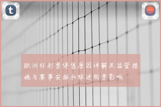 欧洲杯彩票停售原因详解及监管措施与赛事安排和球迷购票影响